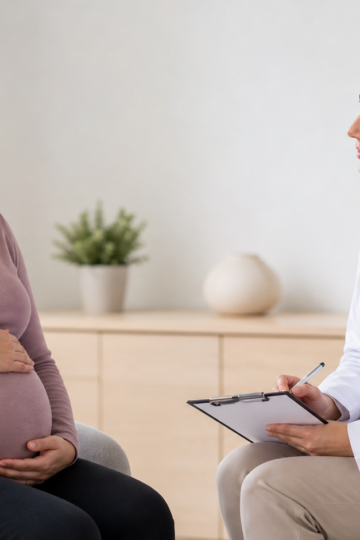 Consultation prénatale entre une patiente enceinte et une professionnelle de santé