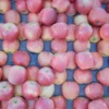 Une collection de pommes rouges fraîches soigneusement disposées, évoquant la saison des récoltes.